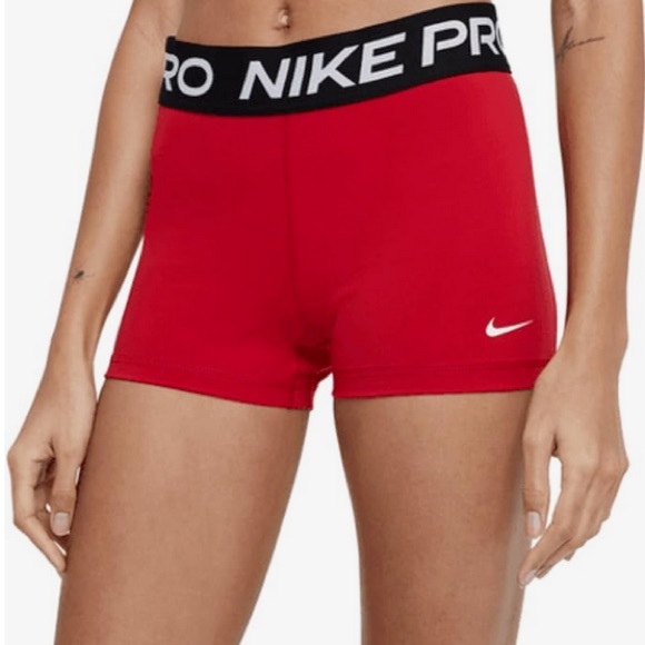 Nike Pro 3" Compression Training Shorts Red Black - Women's Large - Picture 4 of 11